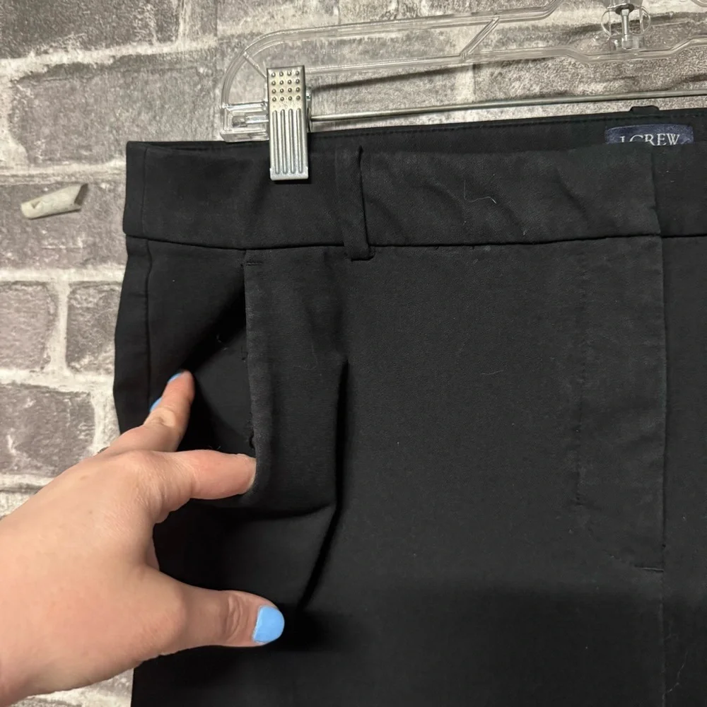 J. Crew Kallie stretch linen-blend straight-leg pant black pants